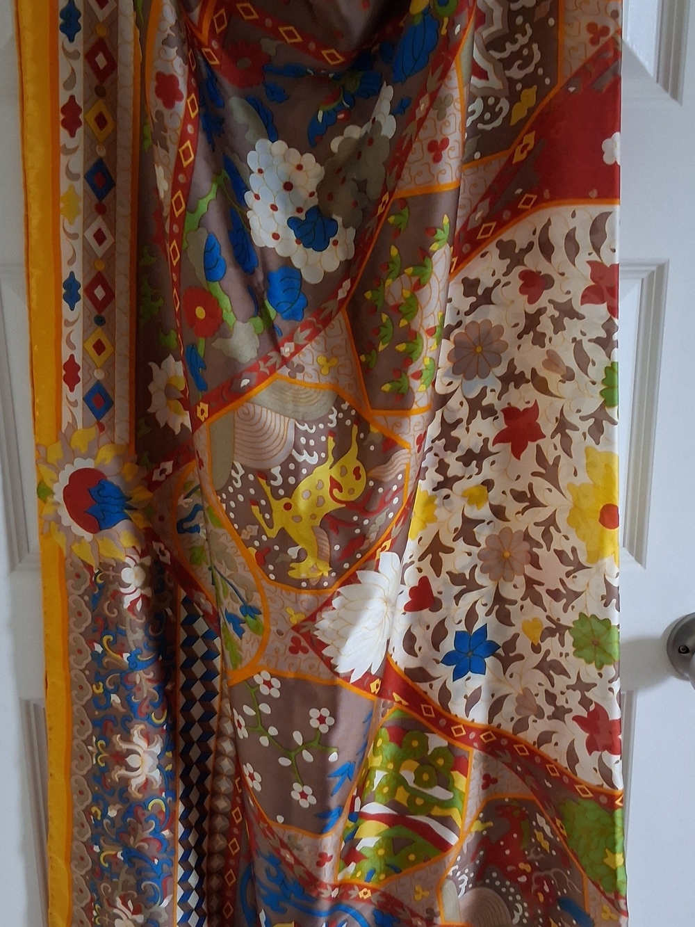 Colorful Floral Silk Accent Scarf - Multicolor